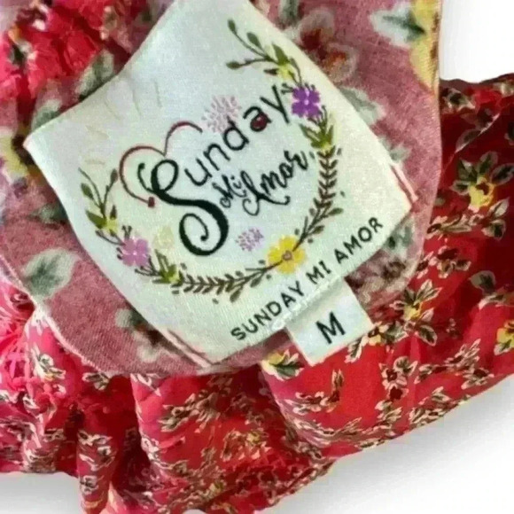 Sunday Mi Amor Floral Halter Dress Size Medium - Picture 6 of 7